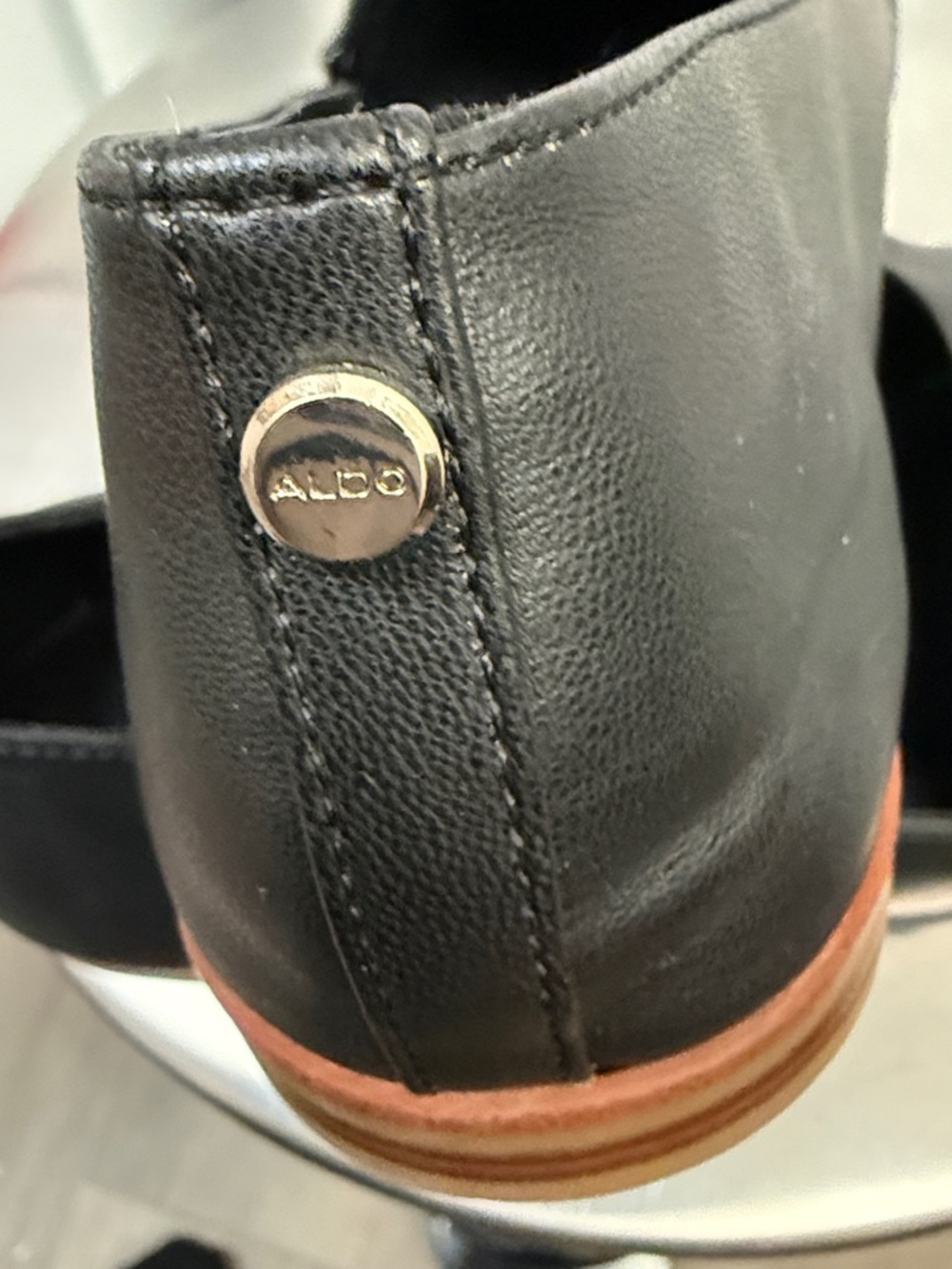 Aldo Black Slip-On Leather-Look Flats - Picture 4 of 4
